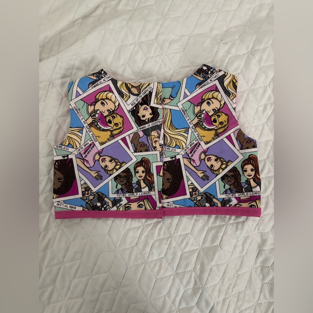 Colorful Cartoon Print Vest Barbie w tutu